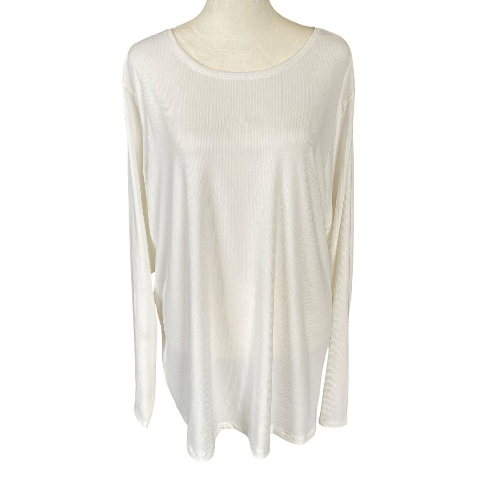 Nine West women's size 2X soft spun cream long sleeve stretchy tunic top